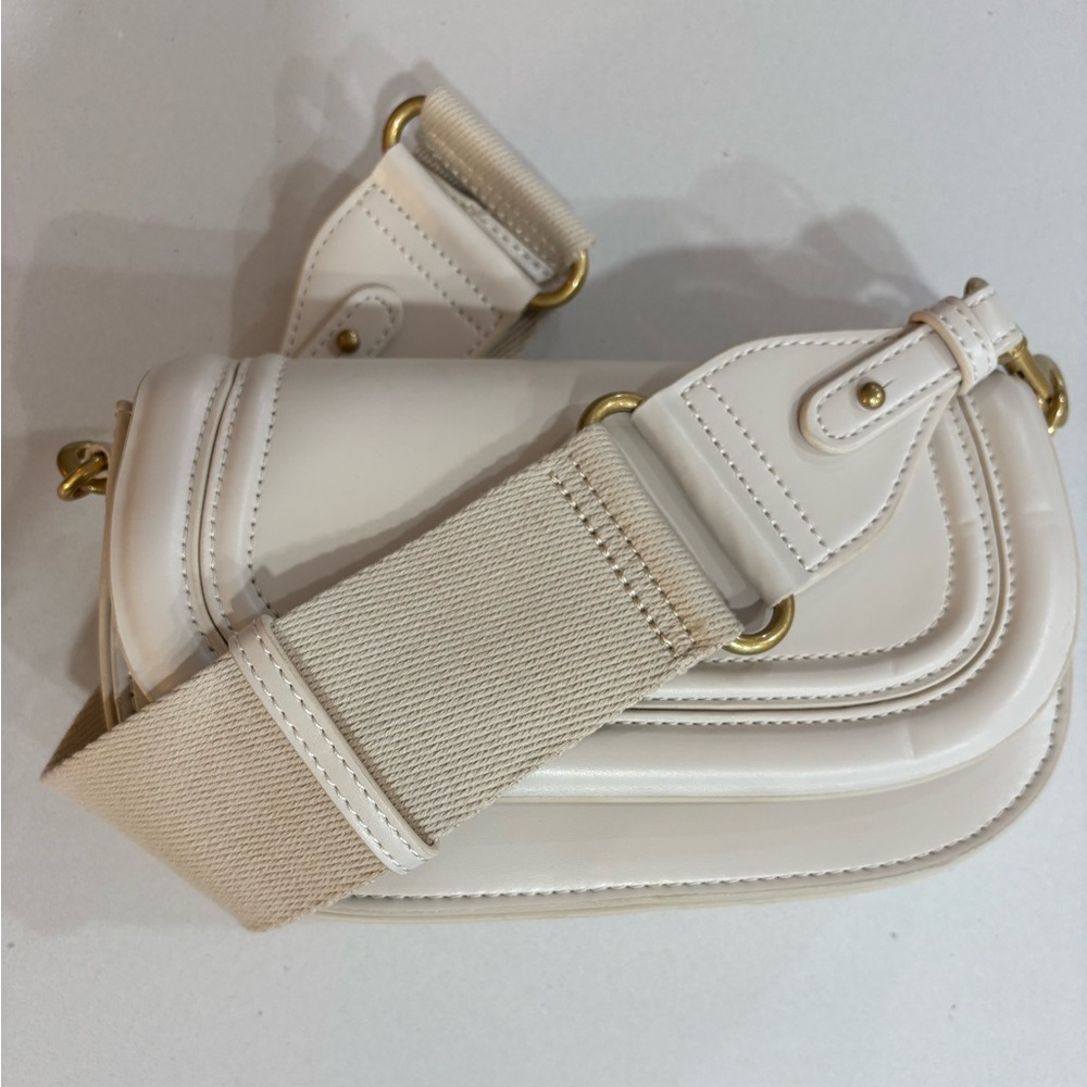Zara Cream Crossbody Bag with Gold Accents